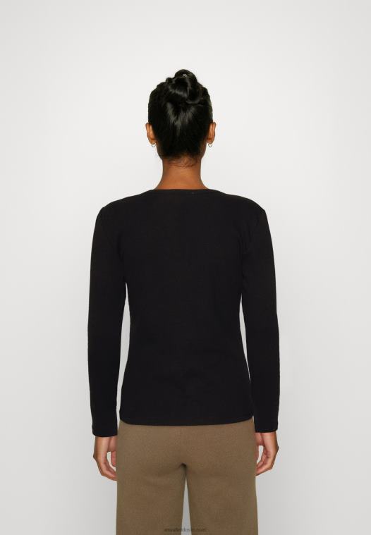 Anna Field kvinner langermet topp svart P266L547