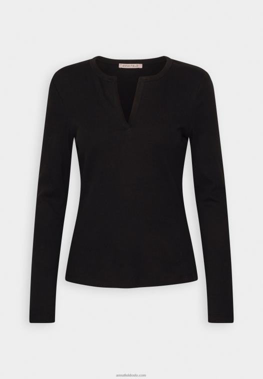 Anna Field kvinner langermet topp svart P266L547