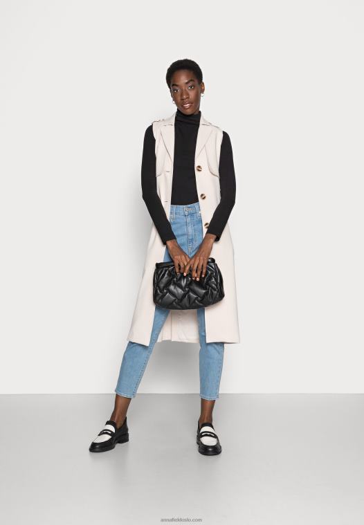 Anna Field kvinner langermet topp svart P266L548