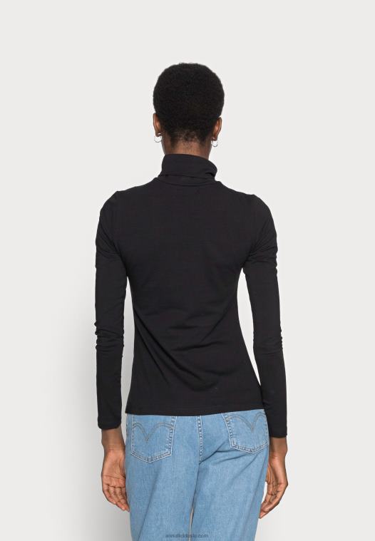 Anna Field kvinner langermet topp svart P266L548