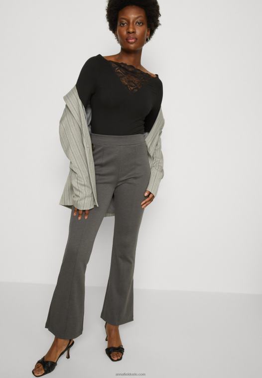 Anna Field kvinner langermet topp svart P266L564