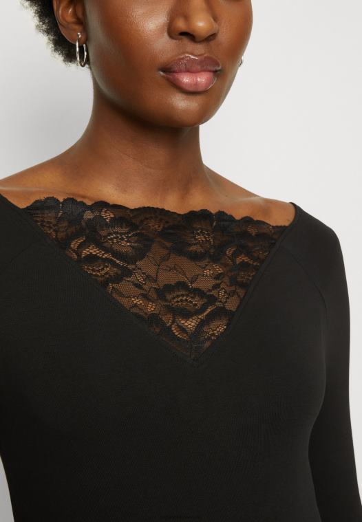 Anna Field kvinner langermet topp svart P266L564