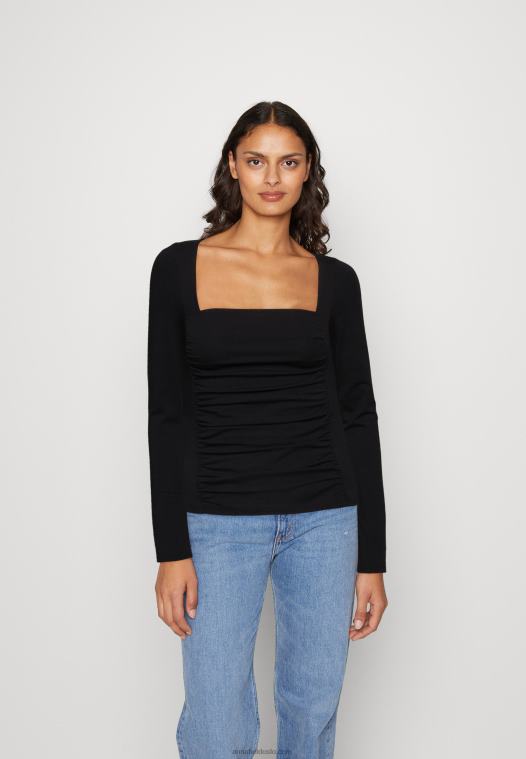Anna Field kvinner langermet topp svart P266L568