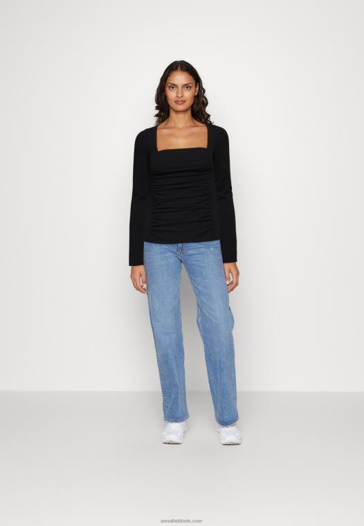 Anna Field kvinner langermet topp svart P266L568