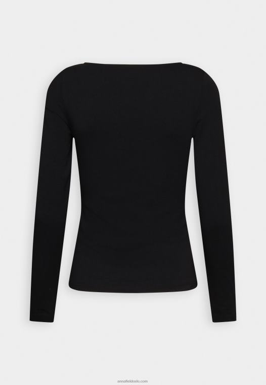 Anna Field kvinner langermet topp svart P266L568
