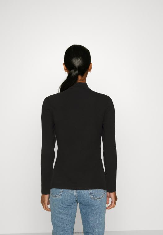 Anna Field kvinner langermet topp svart P266L573