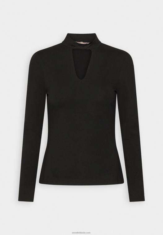 Anna Field kvinner langermet topp svart P266L573