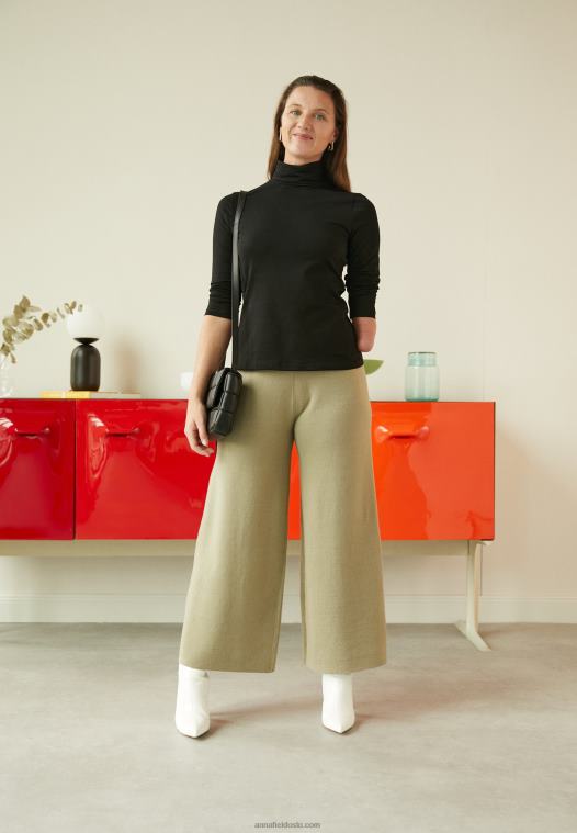 Anna Field kvinner langermet topp svart P266L579