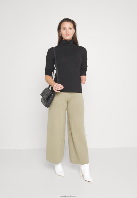 Anna Field kvinner langermet topp svart P266L579