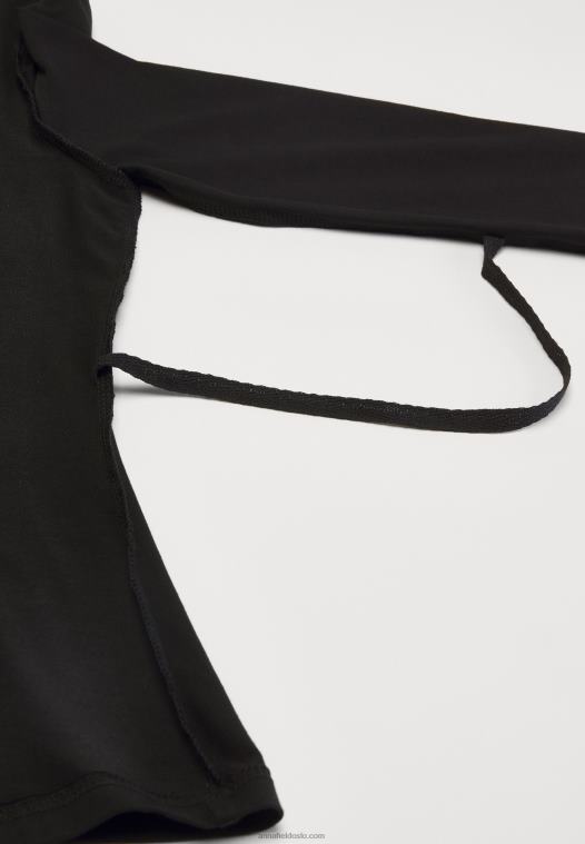 Anna Field kvinner langermet topp svart P266L579