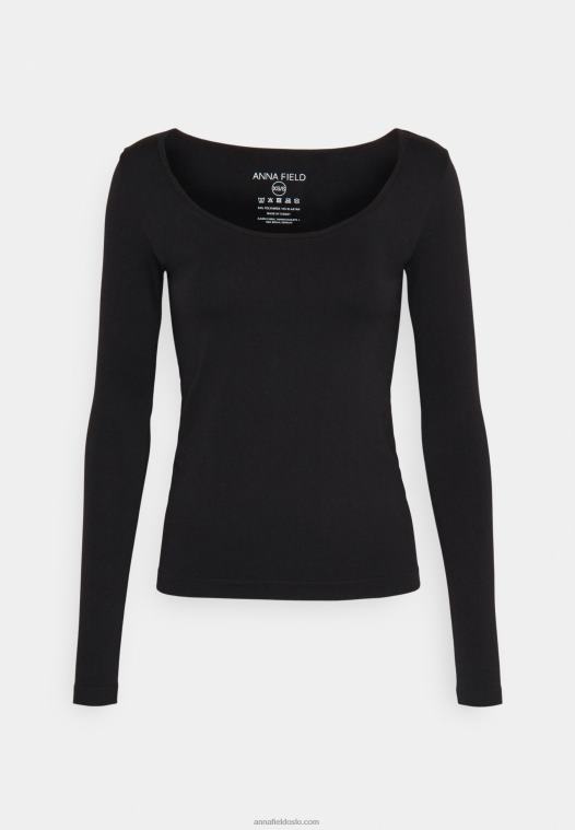 Anna Field kvinner langermet topp svart P266L580