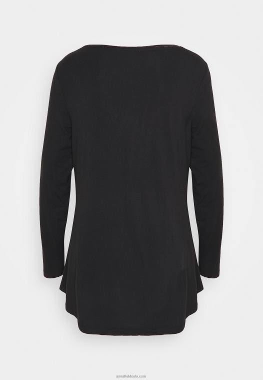 Anna Field kvinner langermet topp svart P266L593
