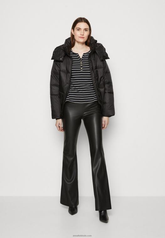 Anna Field kvinner langermet topp svart hvit P266L531