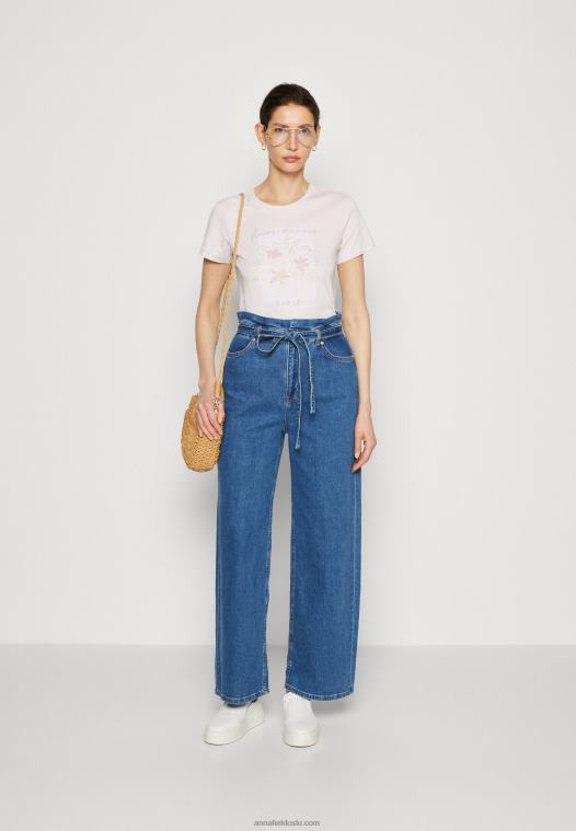 Anna Field kvinner print t-skjorte lilla P266L345