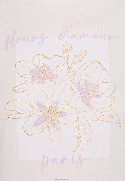 Anna Field kvinner print t-skjorte lilla P266L345