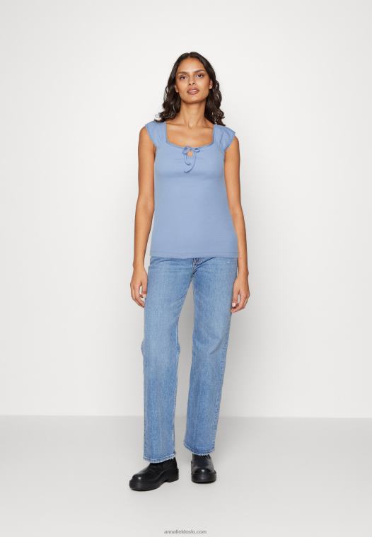 Anna Field kvinner print t-skjorte lyseblå P266L278