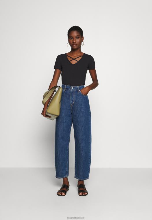 Anna Field kvinner print t-skjorte svart P266L249