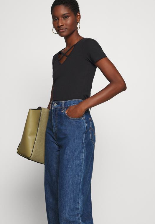 Anna Field kvinner print t-skjorte svart P266L249