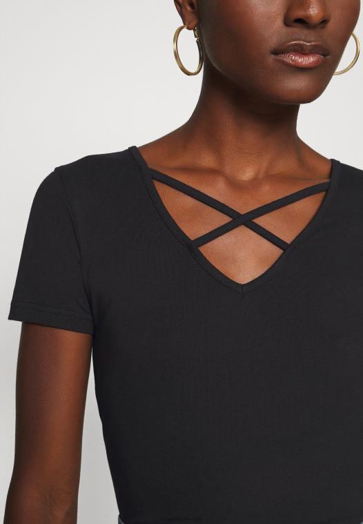 Anna Field kvinner print t-skjorte svart P266L249