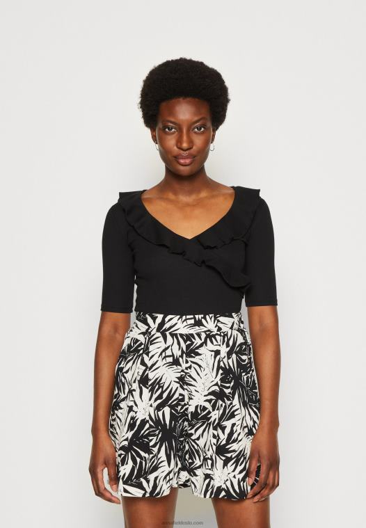 Anna Field kvinner print t-skjorte svart P266L268