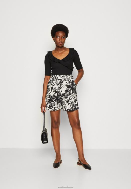 Anna Field kvinner print t-skjorte svart P266L268