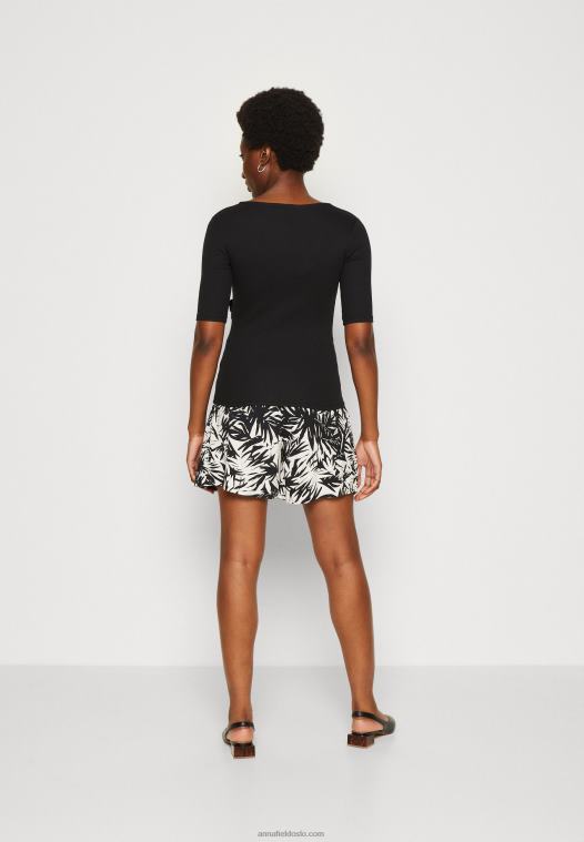 Anna Field kvinner print t-skjorte svart P266L268