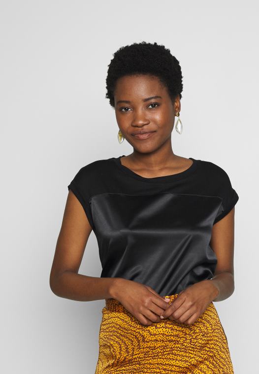 Anna Field kvinner print t-skjorte svart P266L274