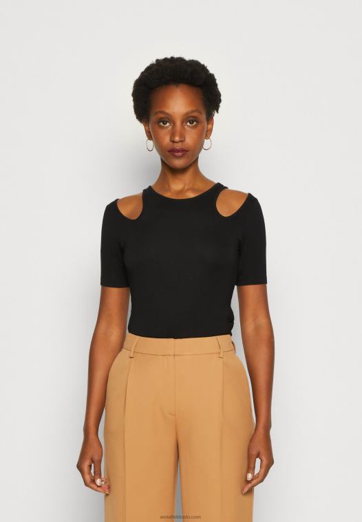 Anna Field kvinner print t-skjorte svart P266L307