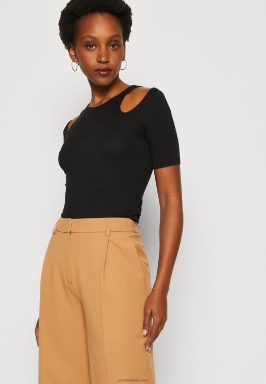 Anna Field kvinner print t-skjorte svart P266L307