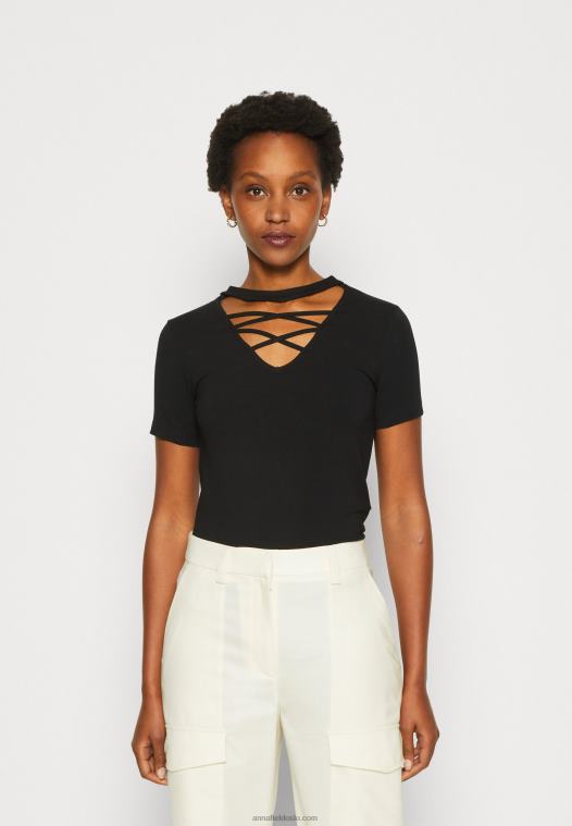 Anna Field kvinner print t-skjorte svart P266L325