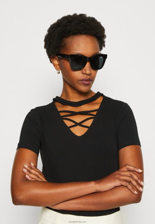 Anna Field kvinner print t-skjorte svart P266L325