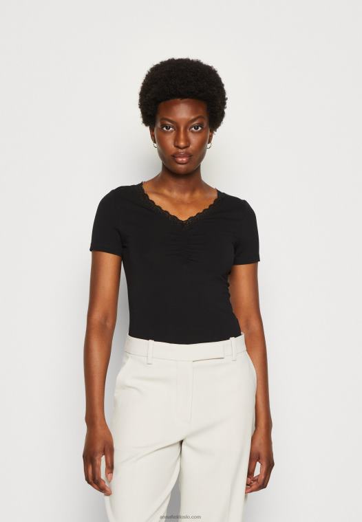 Anna Field kvinner print t-skjorte svart P266L353