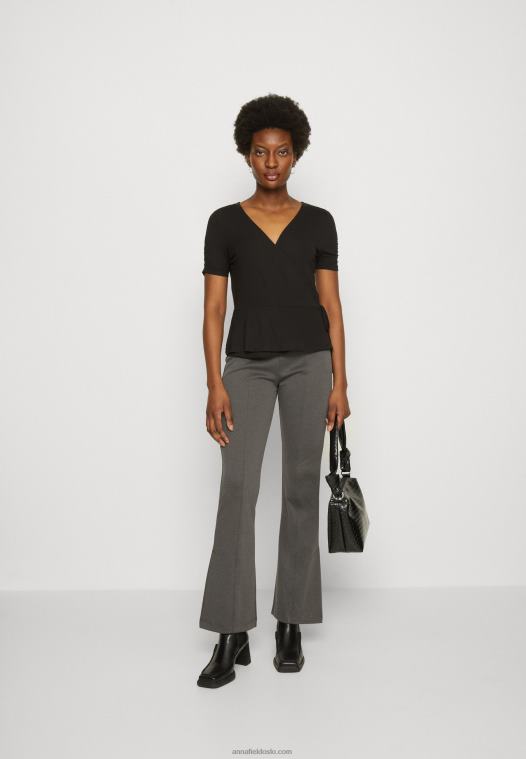 Anna Field kvinner print t-skjorte svart P266L361