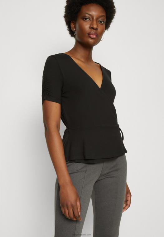 Anna Field kvinner print t-skjorte svart P266L361