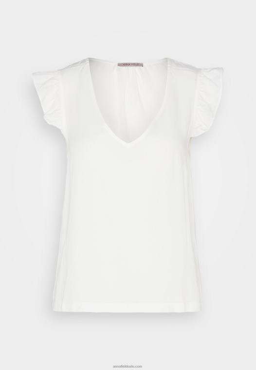 Anna Field kvinner t-skjorte med trykk hvit P266L265