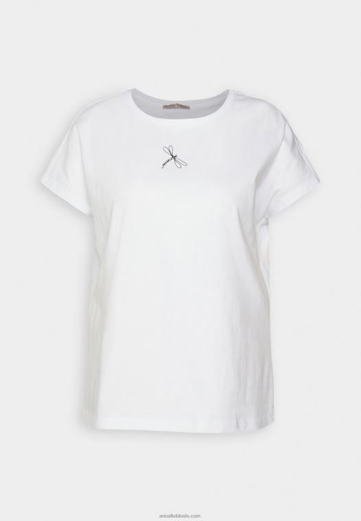 Anna Field kvinner t-skjorte med trykk hvit P266L299