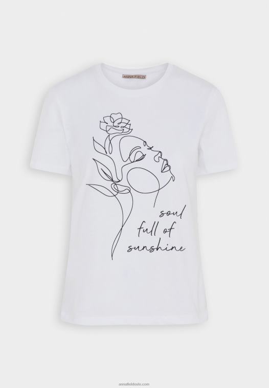 Anna Field kvinner t-skjorte med trykk hvit P266L364