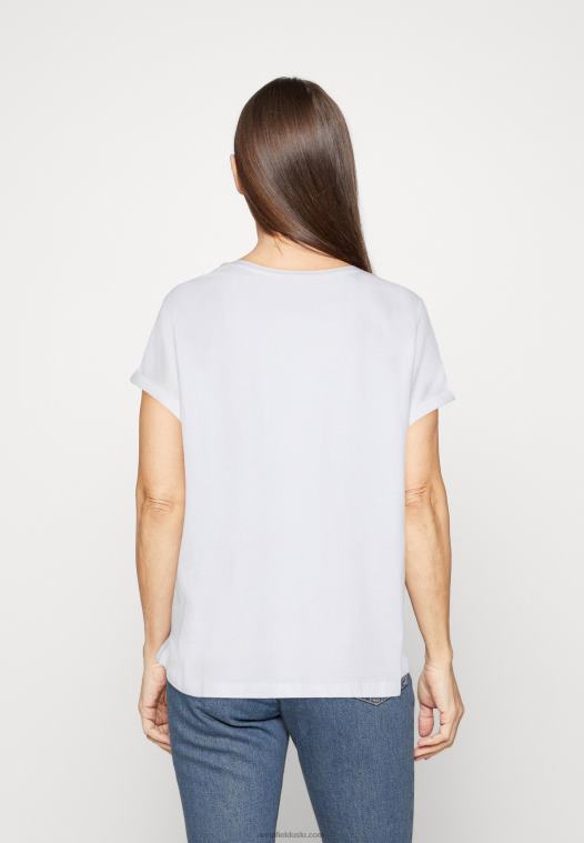Anna Field kvinner t-skjorte med trykk hvit P266L367