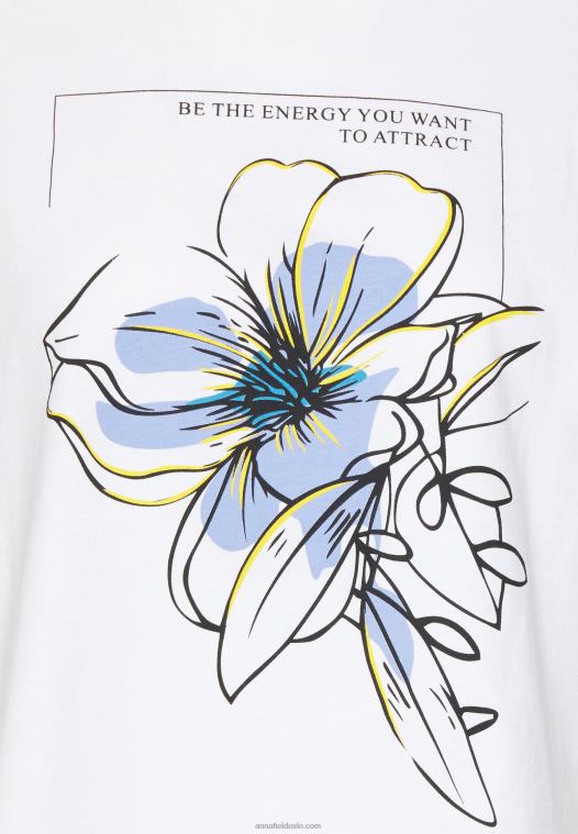 Anna Field kvinner t-skjorte med trykk hvit P266L367