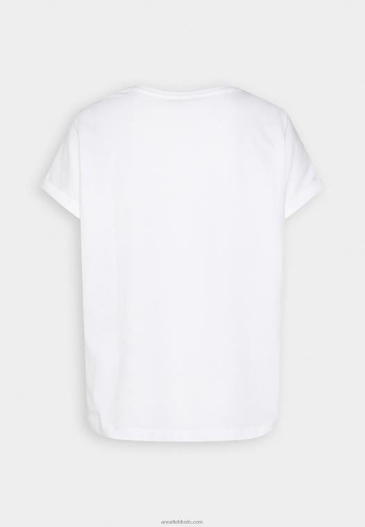 Anna Field kvinner t-skjorte med trykk hvit P266L367