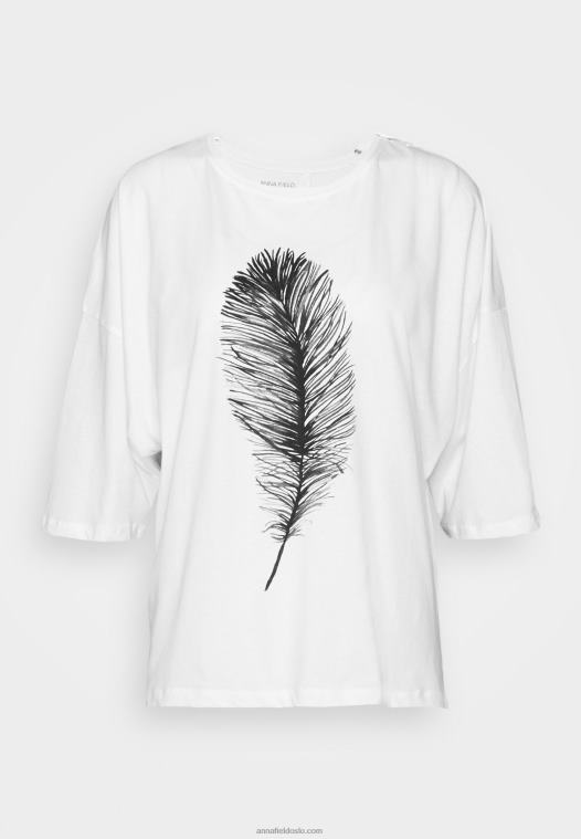 Anna Field kvinner t-skjorte med trykk hvit P266L371