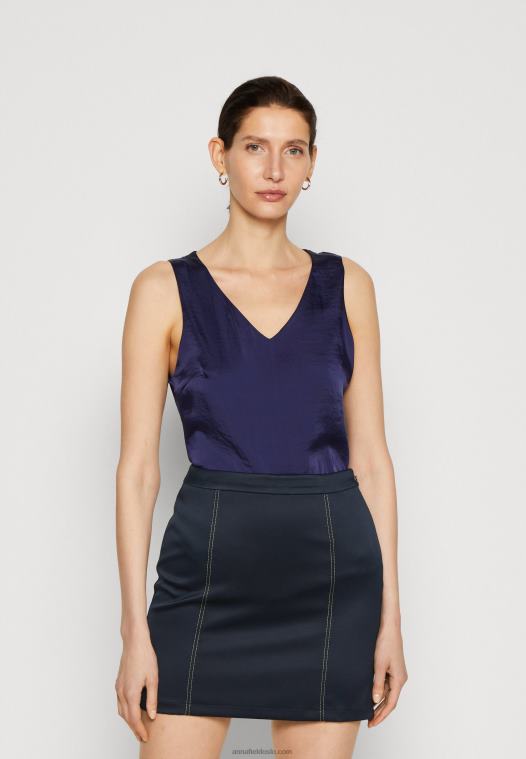 Anna Field kvinner topp blå P266L396