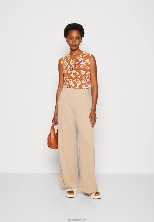 Anna Field kvinner topp brun/hvit P266L435