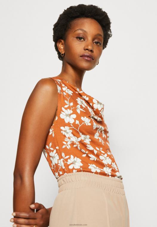 Anna Field kvinner topp brun/hvit P266L435