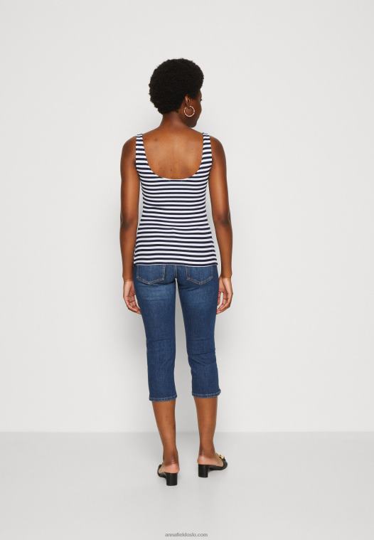 Anna Field kvinner topp hvit/blå P266L467