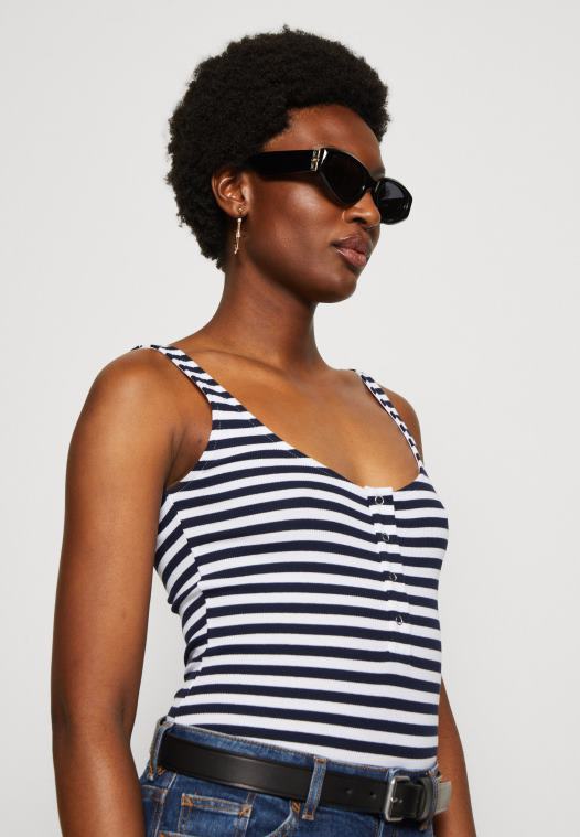 Anna Field kvinner topp hvit/blå P266L467