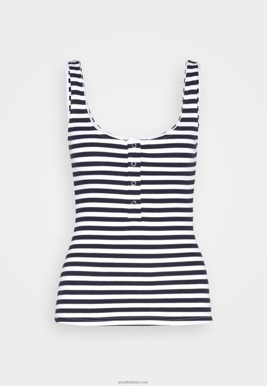 Anna Field kvinner topp hvit/blå P266L467