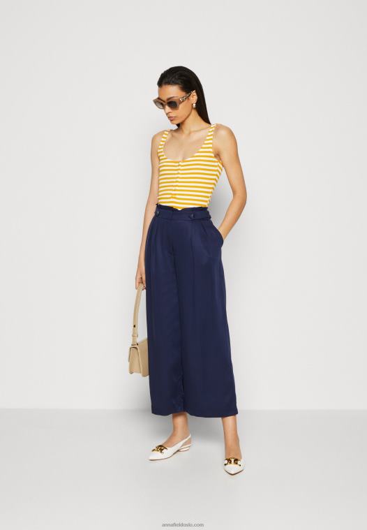 Anna Field kvinner topp hvit/gul P266L419