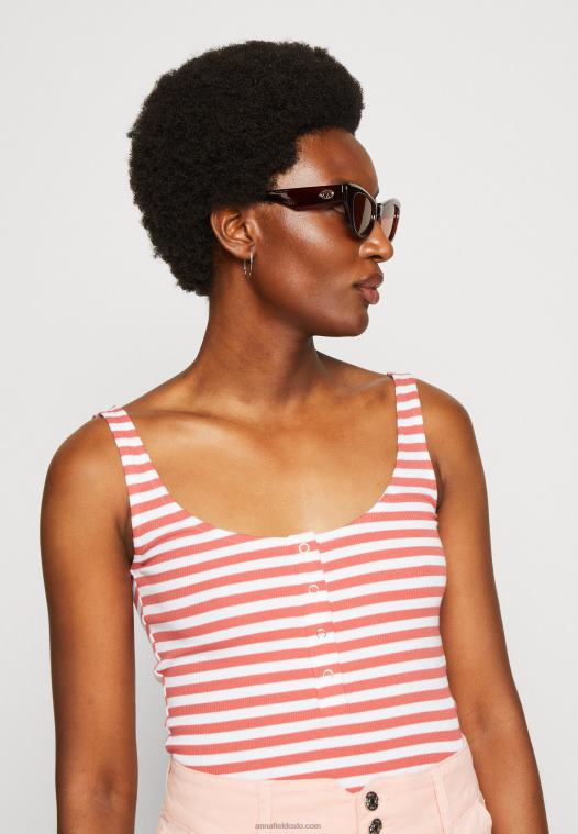 Anna Field kvinner topp hvit/rød P266L418