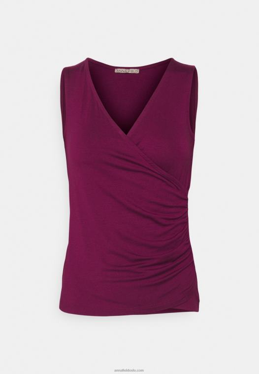Anna Field kvinner topp mørk rød P266L410